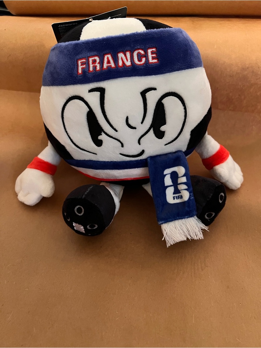 FRANCE Plush Soccer Mascot - Blue White Red Scarf FIFA World Cup 2026